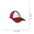 Red and white baseball cap embroidered cloth patch detail view, perfect for apparel. - Embroidery Patch Style (DW9801-37)