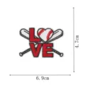 Baseball LOVE embroidered patch with heart and bats design, iron-on clothing badge apparel accessory. - Embroidery Patch Style (DW9801-42)