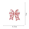 Baseball bow embroidery patch detail view, measuring 7x6.5cm with iron-on adhesive backing. - Embroidery Patch Style (DW9801-44)