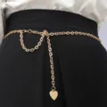 Gouden ketting riem voor vrouwen, stijlvolle tailleker met hartvormige hanger verstelbaar. - Hart Hanger Taille Ketting