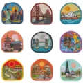 Embroidered world travel landmark iron-on patches DIY clothing badges 9pcs set collection - Set of Nine Style(DW9250一套9个)
