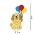 Cute puppy embroidery patch detail with colorful balloons, high quality fabric DIY accessory. - Funny Dog Style (DW9249-3)