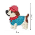 Close-up detail view of cute cartoon dog embroidered patch featuring vibrant colors. - Cartoon Dog Style 3 (DW9195-3) / Hot Melt Adhesive