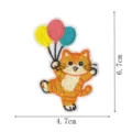 Cute orange cat holding balloons embroidery patch, iron on patch for clothing and backpack. - Orange Cat Catching Balloon
