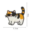 Cute calico cat embroidery patch with sunglasses, perfect for clothing and backpack DIY. - Sunglasses Striped Tail Cat