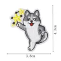 Cute cartoon husky dog embroidered cloth patch iron-on applique for hoodie backpack DIY crafts - Funny Dog Style (DW9249-10)