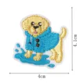 Cute puppy embroidered patch blue raincoat iron on badge for clothing backpack decor 4cm - Funny Dog Style (DW9249-11)