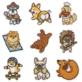 Cute dog embroidered patches set of 9, funny animal iron on DIY appliques for clothing bags. - Set of 9 Style (DW9248)