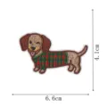 Cute dachshund embroidered patch with plaid sweater iron on clothing badge backpack 6.6cm - Dachshund Style 3