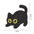 Black cat embroidery patch detail view showing size dimensions and fine stitch texture clearly. - Black Cat Style 1 (DW9293-1)