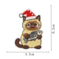 Cute Christmas cat embroidery patch holding fish iron on badge for clothing decor - Christmas Hat Cat Holding Fish