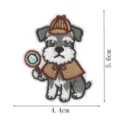 Cute detective schnauzer embroidery patch iron on badge for clothing backpack DIY decor style - Detective Schnauzer Style (DW9248-2)