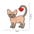 Cute cat embroidered patch with heart tail iron-on clothes backpack decoration size 5cm - Pink Heart Tail Cat