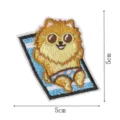 Cute Pomeranian dog embroidered patch, iron on cloth badge for jackets, backpacks, and clothes. - Swimming Pomeranian Style (DW9248-3)