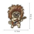 Cute pug dog embroidery patch DIY iron on badge rock guitar animal appliques sticker 5.5cm - Rock Pug Style (DW9248-5)