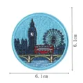 Toppa ricamata rotonda con famosi monumenti di Londra come il Big Ben, diametro 6.1cm - DW9253-4