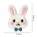 Cute rabbit embroidered patch with blue bow, perfect for DIY clothing decoration and repair. - Rabbit Style 1 (DW9232-1)