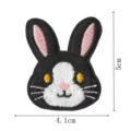 Cute black and white rabbit embroidery patch, detailed cute bunny patch for clothing DIY decor. - Rabbit Style 2 (DW9232-2)