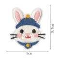 Cute cartoon rabbit embroidered patch for DIY clothing decoration, lovely bunny badge, 5x5.7cm - Rabbit Style 5 (DW9232-5)