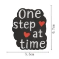 Embroidered cloth patch with inspiring English quote and red hearts, size 5.5x6.7cm. - DW9208-8