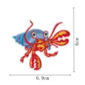Cute cartoon hermit crab embroidered patch detail view, measuring 6x6.9cm, ideal iron-on. - Hermit Crab Style(DW9803-35)