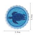 Round sea turtle embroidered patch blue ocean wave fabric badge applique 5.8cm DIY decor - Sea Turtle Wave Style(DW9803-40)