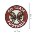 Round embroidered patch with bow and go team football design, iron on badge 6.7cm - Round Red Embroidery Badge Style (DW9807-5)