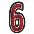 Embroidered number six patch iron on red black border DIY clothing accessory badge appliques - 6