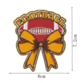 Football bow embroidery patch, decorative badge with size details, perfect for clothing and bags. - Red Yellow Football Bow Style (DW9807-6)