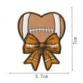 Football heart embroidered patch with bow decorative iron on badge for clothing DIY decor - Football Heart Bow Style (DW9807-8)