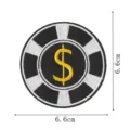 Black and white casino poker chip embroidered patch with dollar sign, iron on garment accessory. - Casino Chip Style (DW9804-31)