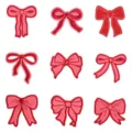 Set de 9 parches bordados de lazo rojo y rosa para decoración de ropa, bolsos y gorros. - Juego de 9 Piezas
