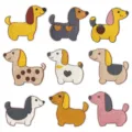 Cute cartoon dachshund embroidery patches set, DIY clothing accessories and bag decorative badges. - Dachshund Set (DW9126 Set of 9)
