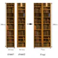 3D vintage bookshelf door sticker waterproof self adhesive wallpaper size guide detail view - MT209