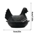 3D printed black hen figurine container with nest base, creative animal desk decor item detail. - H Black