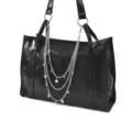 Grand sac cabas noir pour navetteur avec accessoire pendentif chaîne étoiles argentées - Chaîne de Sac Étoile à Cinq Branches 2