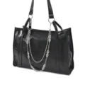 Sac Cabas Chaine Crane Gothique Noir Grande Capacite Sac Epaule Cuir PU Tendance - Chaîne de Sac Pendentif Épingle