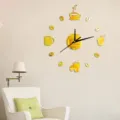 Gold acrylic DIY wall clock coffee theme silent sticker for home living room decor. - Gold