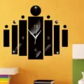 Acrylic 3D digital wall clock detail showcasing modern black geometric design and gold numbers. - GZ005 Black