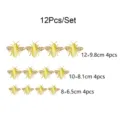 3D Hollow Metallic Bee Wall Stickers 12Pcs Set for Home Wedding Party Wall Decoration - Gold