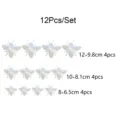 12pcs 3D holographic bee wall stickers set, gorgeous home party decor with three sizes. - Metallic Silver