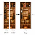 3D vintage bookshelf door sticker waterproof self-adhesive wallpaper size 77x200cm - MT214