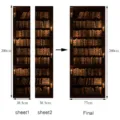3D bookshelf door sticker self-adhesive waterproof wallpaper for bedroom and living room decor. - MT208