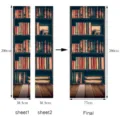 3D bookshelf door sticker waterproof self-adhesive wallpaper split into two sheets 77x200cm - MT212