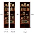 3D bookshelf door sticker self-adhesive waterproof wall mural 77x200cm two sheets - MT215