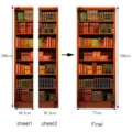 3D Bookshelf Door Sticker Self-Adhesive Waterproof Wallpaper Mural Home Decor 77x200cm - MT216