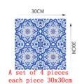 Blue white tile sticker square 30x30cm 4pcs floor wall decor waterproof anti-slip - DB142