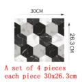 Hexagon black and white marble tile sticker waterproof anti-slip floor wall decor set of 4 - DB144