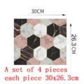 Hexagonal marble pattern tile sticker non-slip floor wall decor 4pcs set 30x26.3cm - DB145