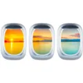 Adesivo murale obllo aereo 3D, paesaggio tramonto mare, sticker autoadesivo rimovibile. - EW034 ABC